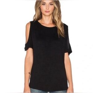 Rag & Bone Jean Cold Shoulder Knit Tee Top Black Size XS